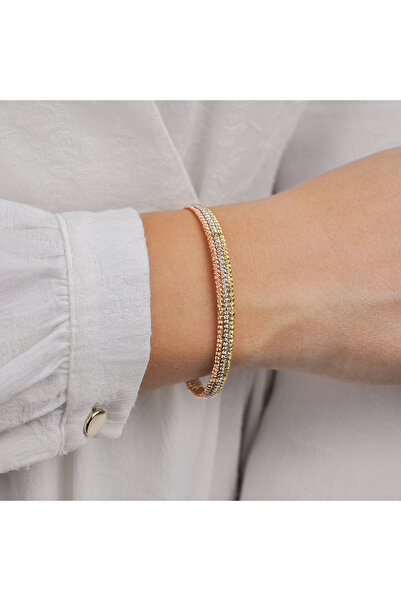 Burcu Kuyumculuk Üç Sıra Renkli Dorika Bilezik