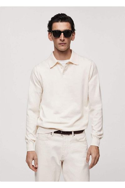 MANGO Man Langärmliges Poloshirt aus Baumwollstrick