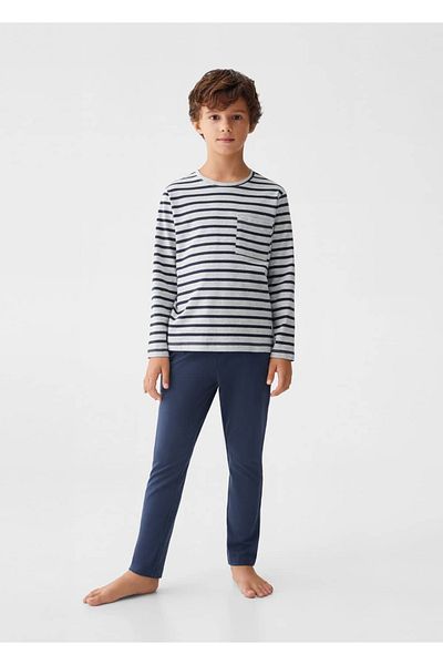 MANGO Kids Bavlněný pyžamový set s dlouhým pruhem
