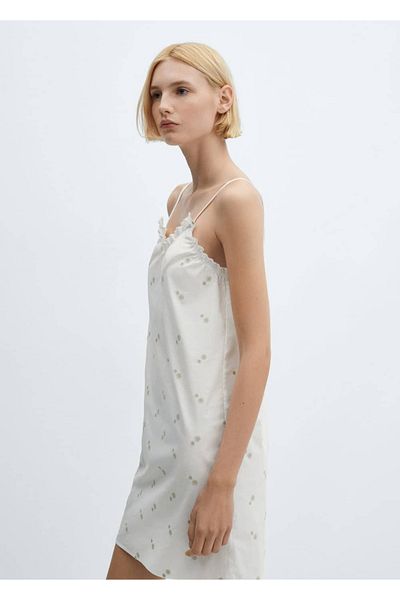 MANGO Woman Βαμβακερό νυχτικό με floral σχέδιο