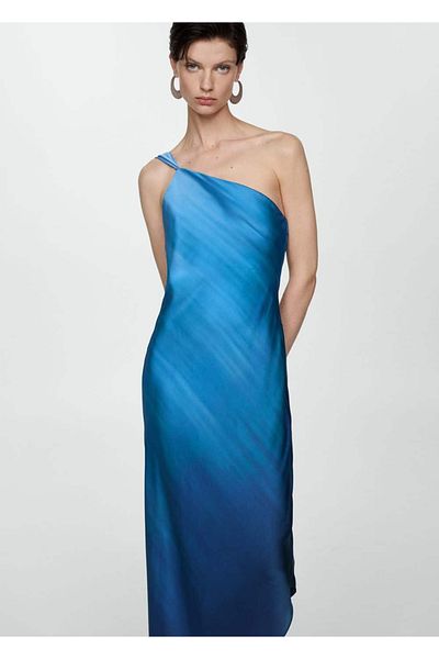 MANGO Woman Ασύμμετρο φόρεμα ντεγκραντέ
