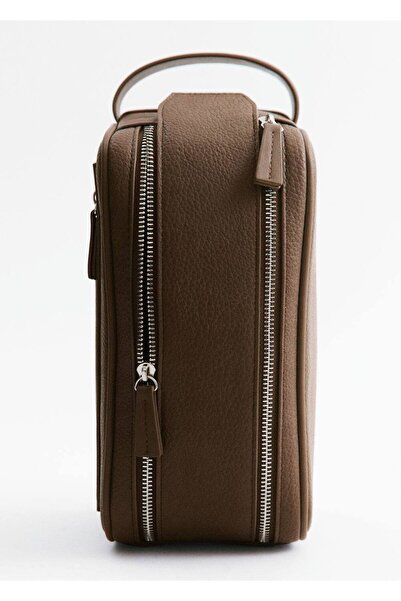 MANGO Man Fermuarlı pürtüklü kozmetik çantası