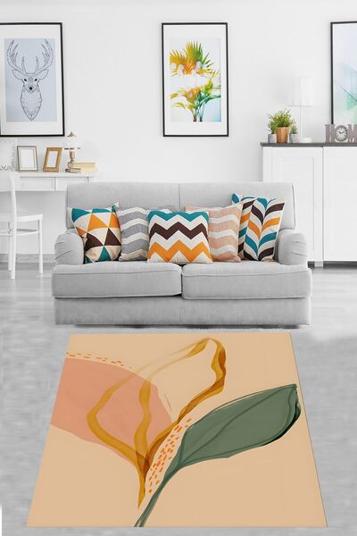 on the clouds Bitki Yaprakları Soyut Şekiller Yıkanabilir Kaymaz Taban Leke T...