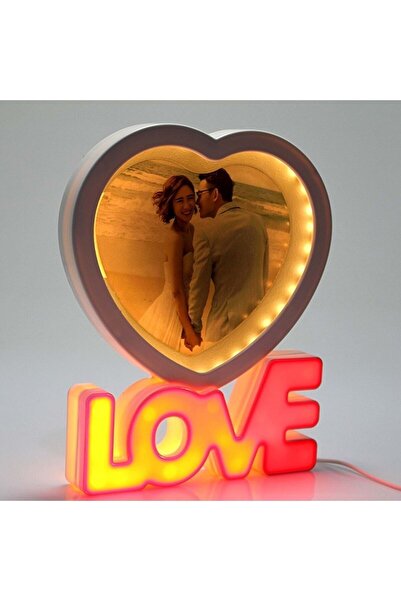 hediyesahibi Kişiye Özel fotoğraf Çerçeveli Ledli Love Sihirli Ayna