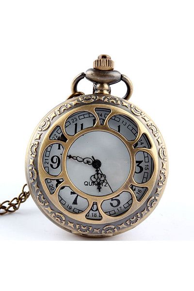 Hediye Sahibi Retro Flower Themed Quartz Chain Pendant Clock