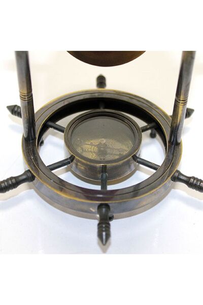 hediyesahibi Decorative Compass Brass Hourglass 15cm*11cm
