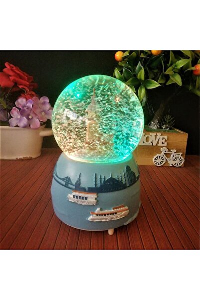 hediyesahibi Kız Kulesi Büyük Boy Işıklı Müzikli Otomatik Püskürten Kar Küresi