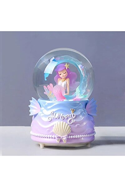 keyfim shop Kuyruklu Deniz Kızı Büyük boy Müzikli Işıklı Püskürmeli Kar Küresi