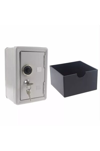 hediyesahibi Lockable Safe Piggy Bank - Gray