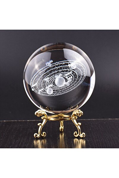 hediyesahibi Dekoratif Metal Ayaklı Gezegenler 3d Cam Küre