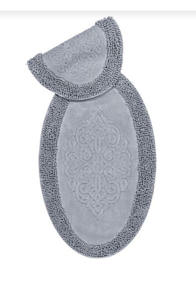 Madame Clean Home Set de toaletă din bumbac, 100% bumbac, 2 piese, model oval, model otoman, gri
