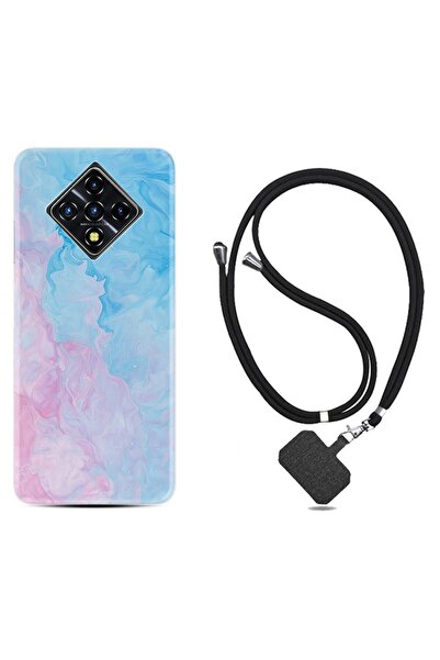 Kılıfland Infinix Zero 8 Kılıf Desenli Silikon Boyun Askılı Pink Blue Abstrac...