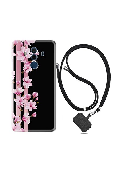 Kılıfland Huawei Mate 10 Pro Kılıf Desenli Silikon Boyun Askılı Pink Flowers 3 1393