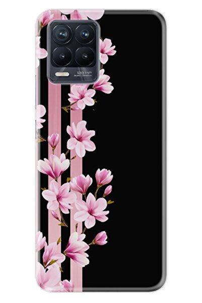 realme 8 128 Gb 6 Gb Ram Kılıf Resimli Desenli Baskılı Silikon Kılıf Pink Flo...