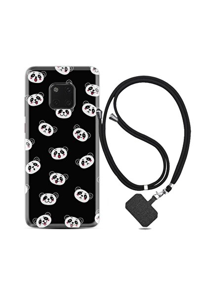 Kılıfland Huawei Mate 20 Pro Kılıf Silikon Desen Boyun Askılı Panda Suratları...