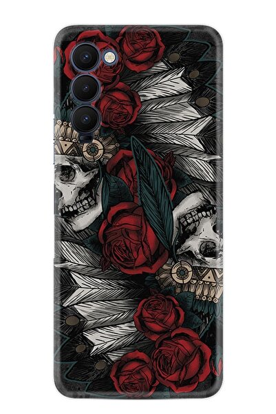 TECNO Camon 18 Premier Kılıf Silikon Desen Özel Seri Skull Rose 1673