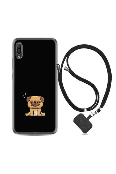Kılıfland Huawei Y6 2019 Kılıf Resimli Desenli Silikon Boyun Askılı Uyuyan Kö...