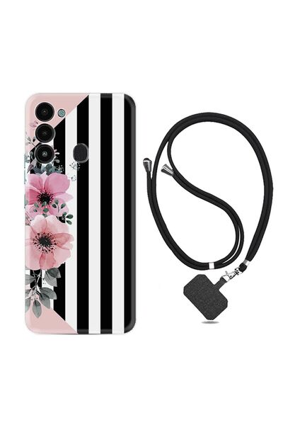 TECNO Spark 8c Kılıf Ipli Boyun Askılı Desenli Silikon Flowers 4 1390