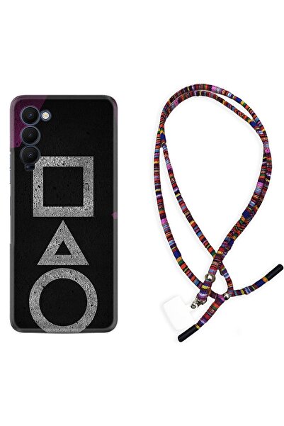 TECNO Camon 18 Kılıf Rasta Ipli Boyun Askılı Desenli Silikon Game Begin 1799