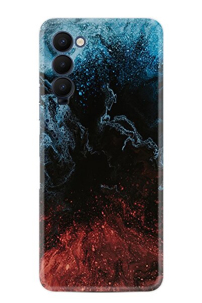 TECNO Camon 18p Kılıf Resimli Desenli Baskılı Silikon Kılıf Red Blue Black Ab...