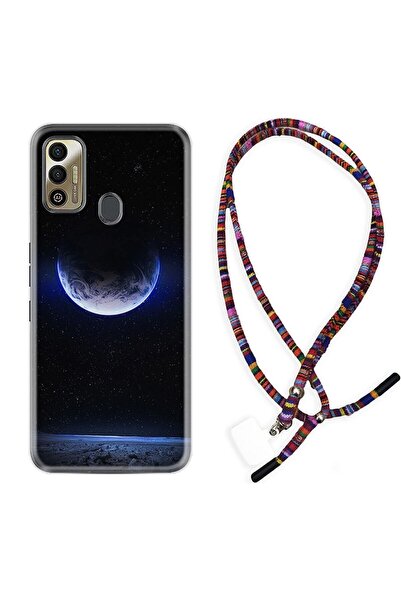 TECNO Spark 7t Kılıf Rasta Ipli Boyun Askılı Desenli Silikon Midnight Moon 1802