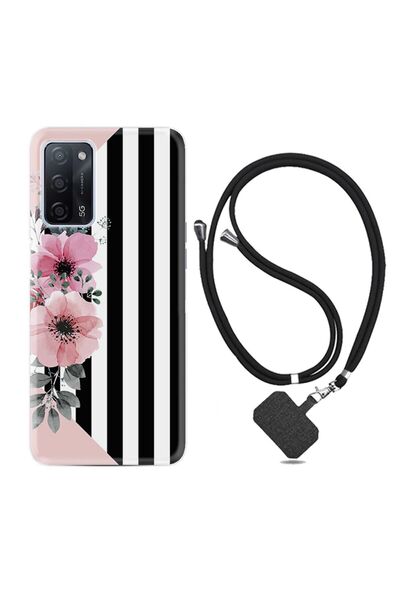 Kılıfland Oppo A55 Kılıf Desenli Silikon Boyun Askılı Flowers 4 1390