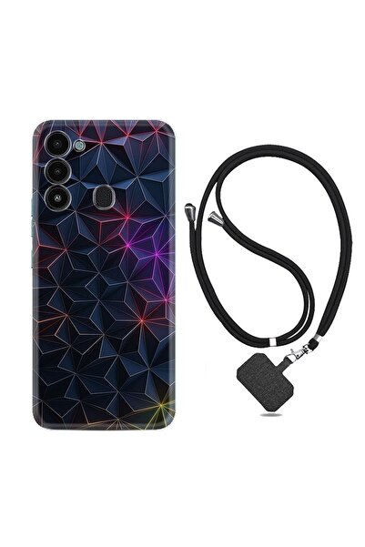 TECNO Spark 8c Kılıf Ipli Boyun Askılı Desenli Silikon Renkli Prizmalar 1783