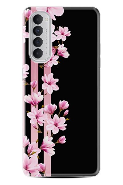Kılıfland Oppo Reno 4 Pro Kılıf Resimli Desenli Baskılı Silikon Kılıf Pink Flowers 3 1393