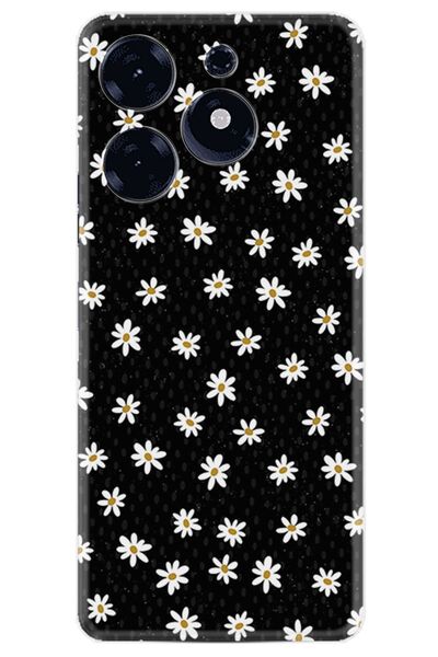 TECNO Spark 10 Pro Kılıf Resimli Desenli Silikon Platinium Series Papatyalar ...