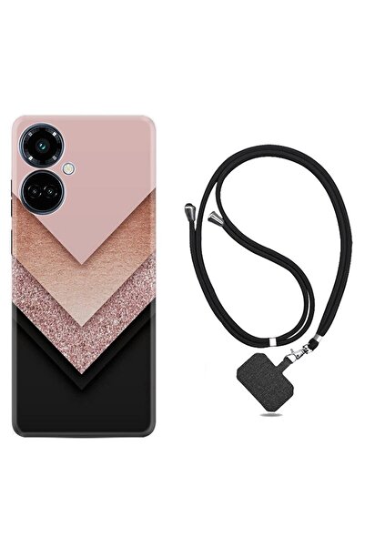 TECNO Camon 19 Pro Kılıf Ipli Boyun Askılı Desenli Silikon Great Marble 1405