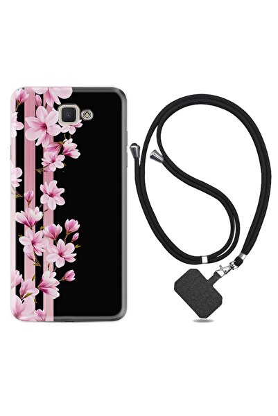 Kılıfland Samsung Galaxy J7 Prime 2 Kılıf Desenli Silikon Ipli Boyun Askılıpink Flowers 3 1393