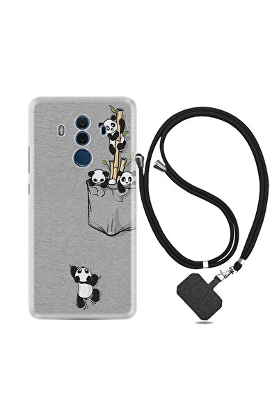 Kılıfland Huawei Mate 10 Pro Kılıf Silikon Desen Boyun Askılı Pandalar 1798