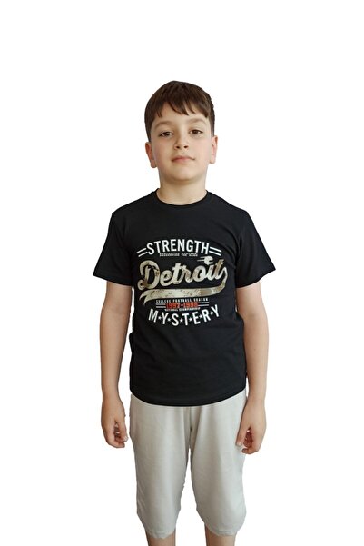 Bluence Tricou negru din bumbac pentru băieți Garson Kid