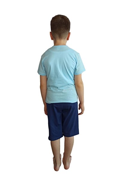 Bluence Boy's Waiter Cotton Blue Capri Suit