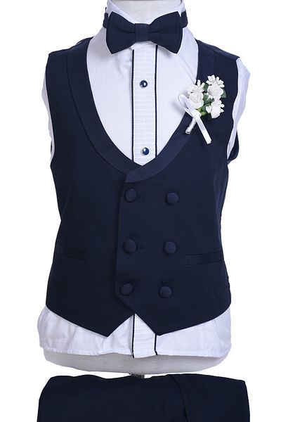 ceocuk Navy Blue Tuxedo Model Double Breasted Vest Children's Set