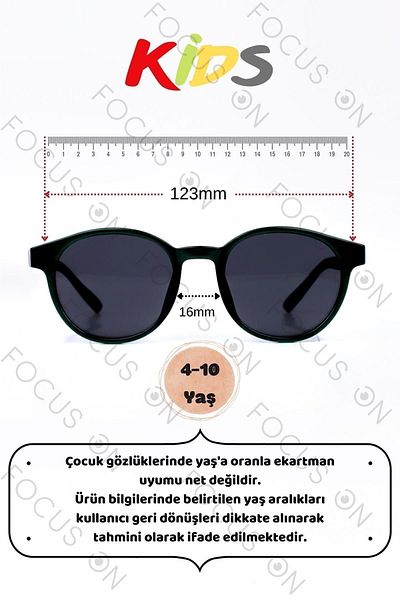 Focus On Unisex Polarized Kids Sunglasses |   Dark Green |   2-8 Years Old |   Light Flexible