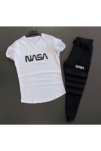 LADY FACE Digital NASA Printed Oval Skirt Cotton Short Sleeve Summer Women's Tracksuit Set