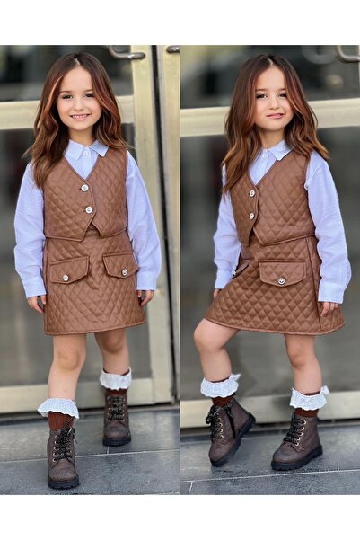 Eybabykids Комплект от 3 части - риза, жилетка и пола за момиче