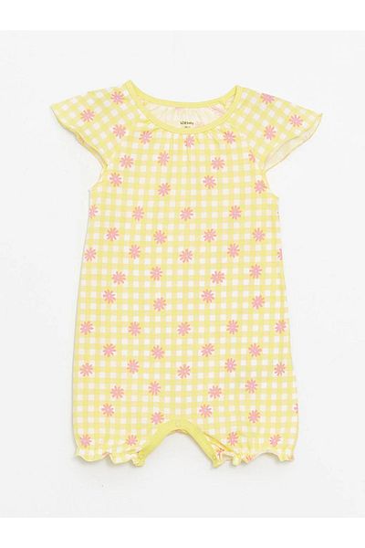 LC Waikiki LCW baby Crew Neck Short Sleeve Printed Cotton Baby Girl Jumpsuit 2-Piece