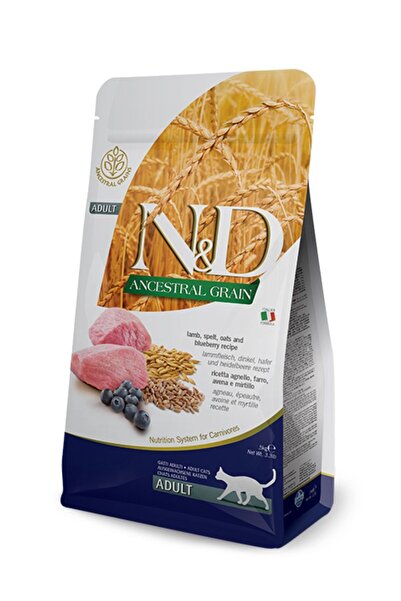 N&D Kuzu Etli Ve Yaban Mersinli Düşük Tahıllı Yetişkin Kedi Maması 5 Kg