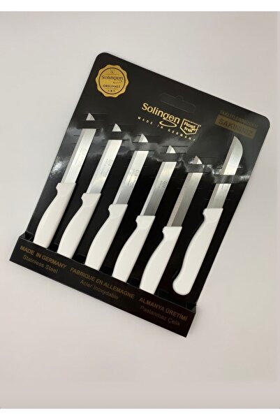 Solingen Beyaz Tırtıklı Meyve Bıçağı 6 Lı Simli Model