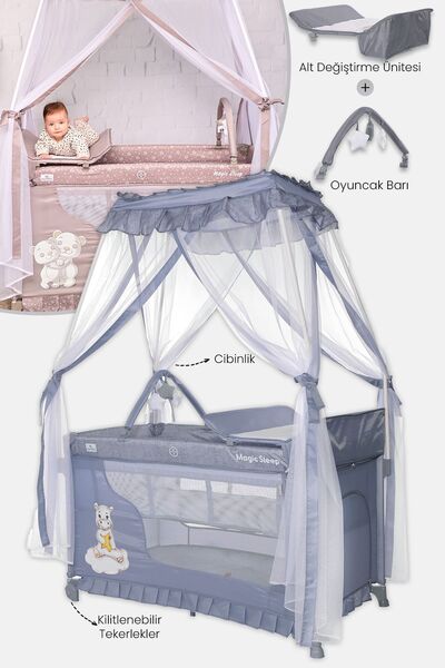 LORELLİ Lorelli Magic Sleep Park Yatak Beşik - Cool Grey Hippo