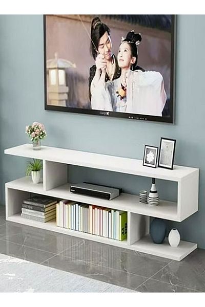 Modern home أثاث منزلي لغرفة المعيشة وتلفزيون وطاولة قهوة حديثة 80×20 أبيض