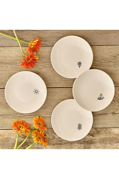 Bella Maison Simple Ceramic Cake Plate Set of 4 Black (20 cm)