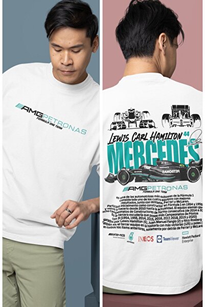 Fuddy Lewis Carl Hamilton 44 - AMG Petronas Formula 1 Back Printed Oversize T...