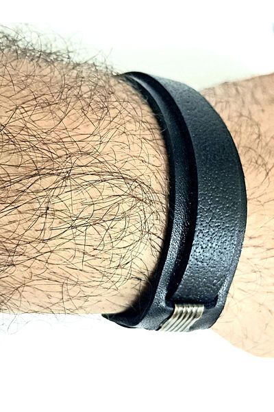 aysefe Genuine Leather Single Belt Metal Bracelet - Handcrafted Bracelet