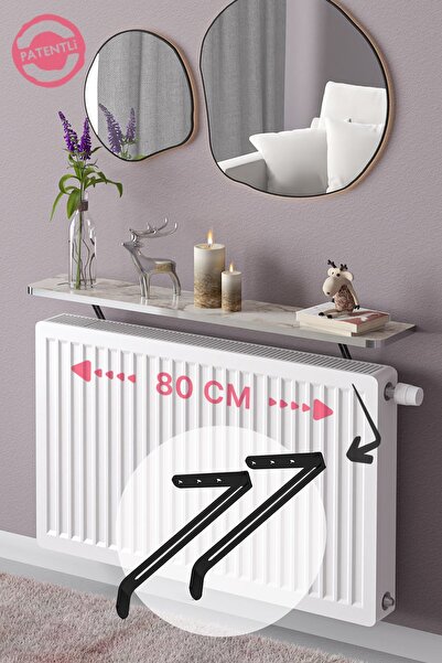 lefty Montajsız Petek Üstü Uçan Raf Dresuar Kalorifer Peteği Rafı Kitaplık 80...