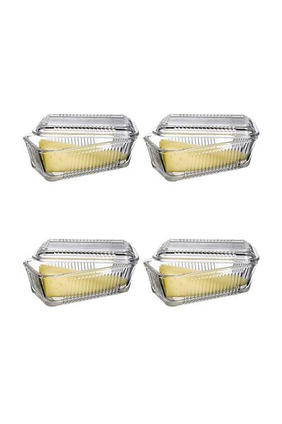 Paşabahçe Storage Container Without Compartments, 4 Pieces for Jam, Honey, Breakfast