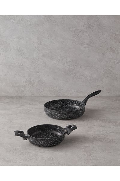 English Home Granada 2 Piece Aluminum Pan-Sahan Set - 20x26 cm Black