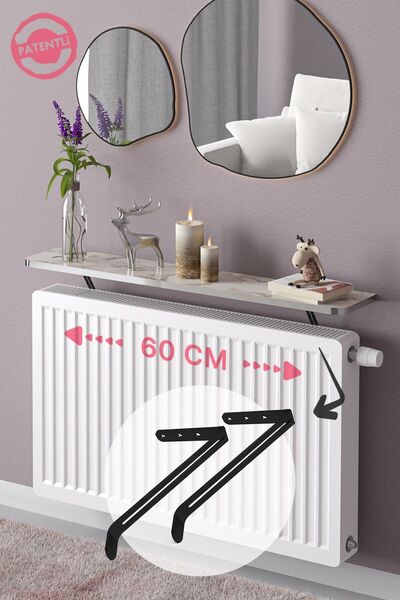 lefty Petek Üstü Uçan Raf Dresuar Kalorifer Peteği Rafı 60 X 18 Cm Efes Gümüş...